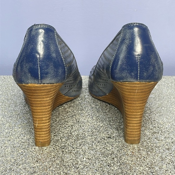 Franco Sarto Washed Denim Blue Wooden Heel Size 9.5 - Picture 8 of 13